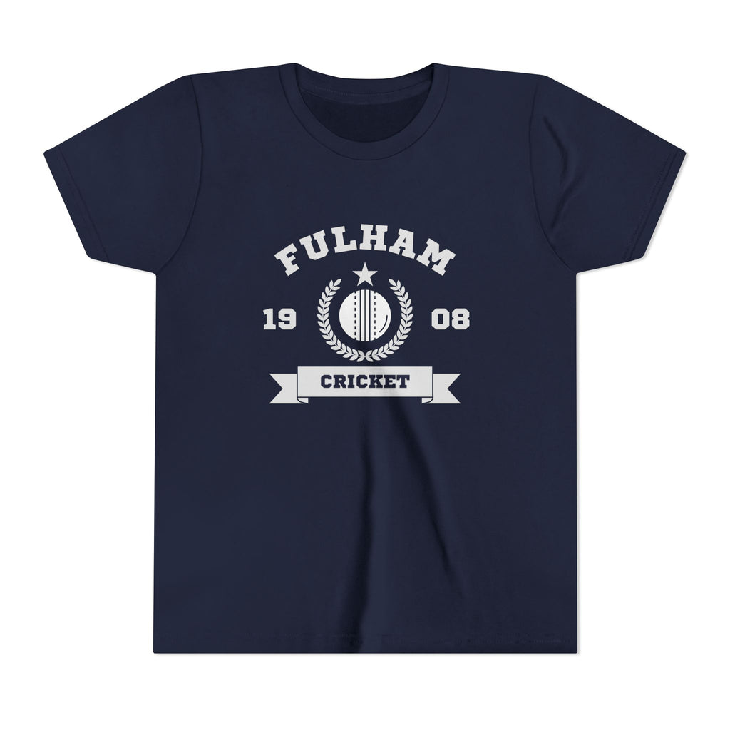 Fulham Cricket Youth Tee — Vintage 1908 Club Logo Kids T-Shirt