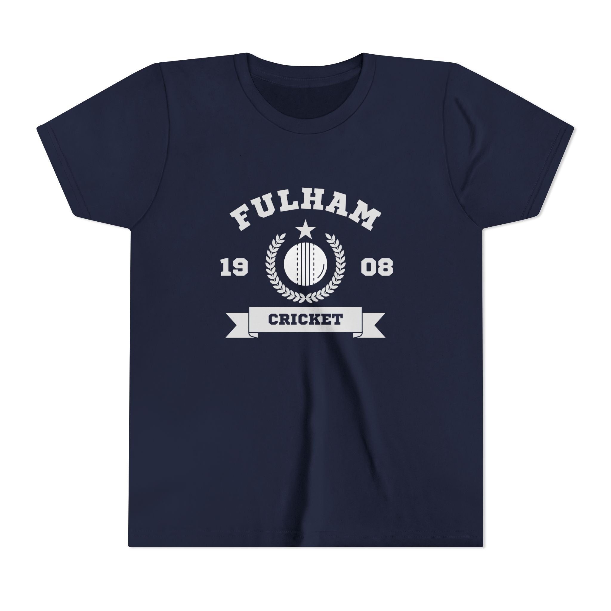 Fulham Cricket Youth Tee — Vintage 1908 Club Logo Kids T-Shirt