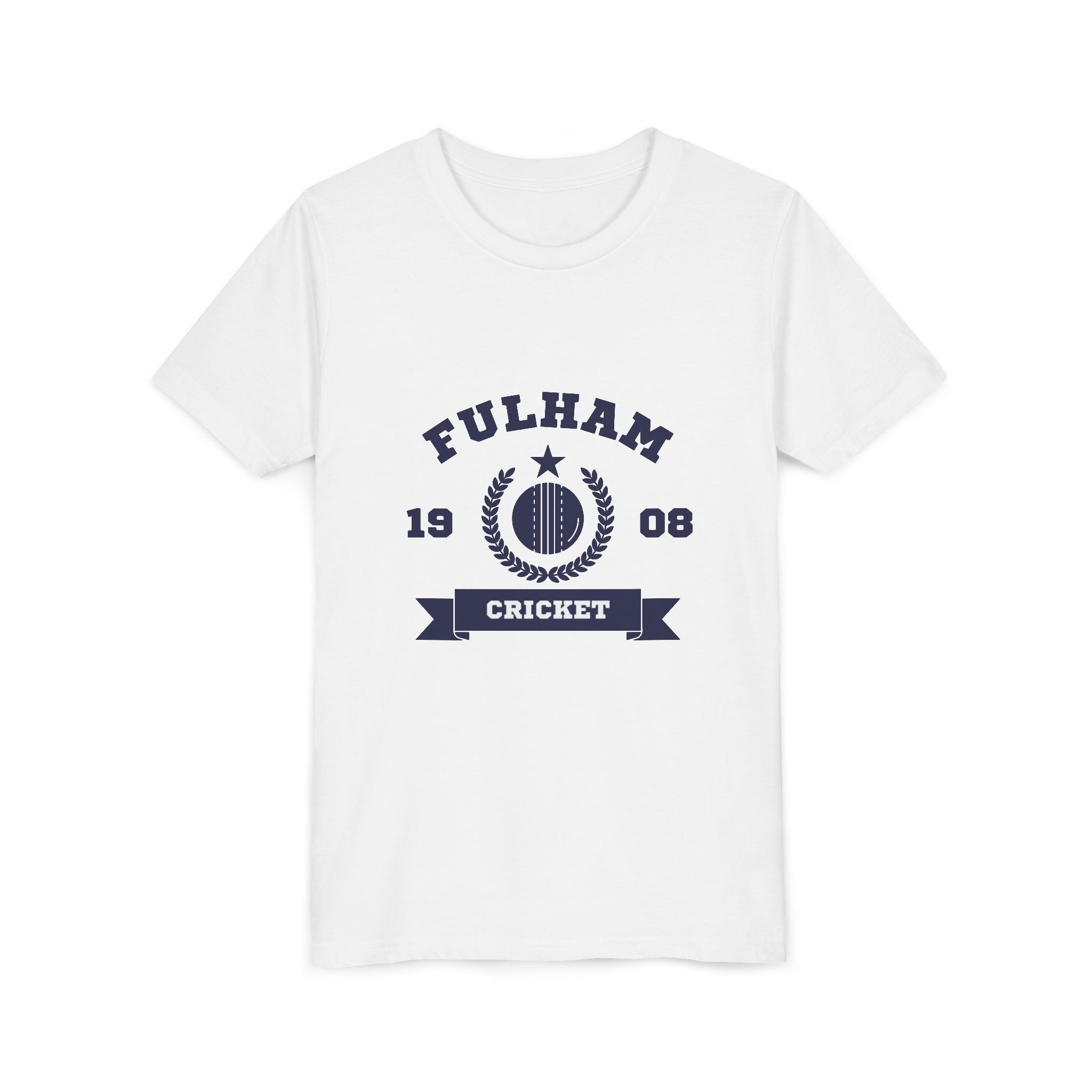 Fulham Cricket Youth Tee — Vintage 1908 Club Logo Kids T-Shirt