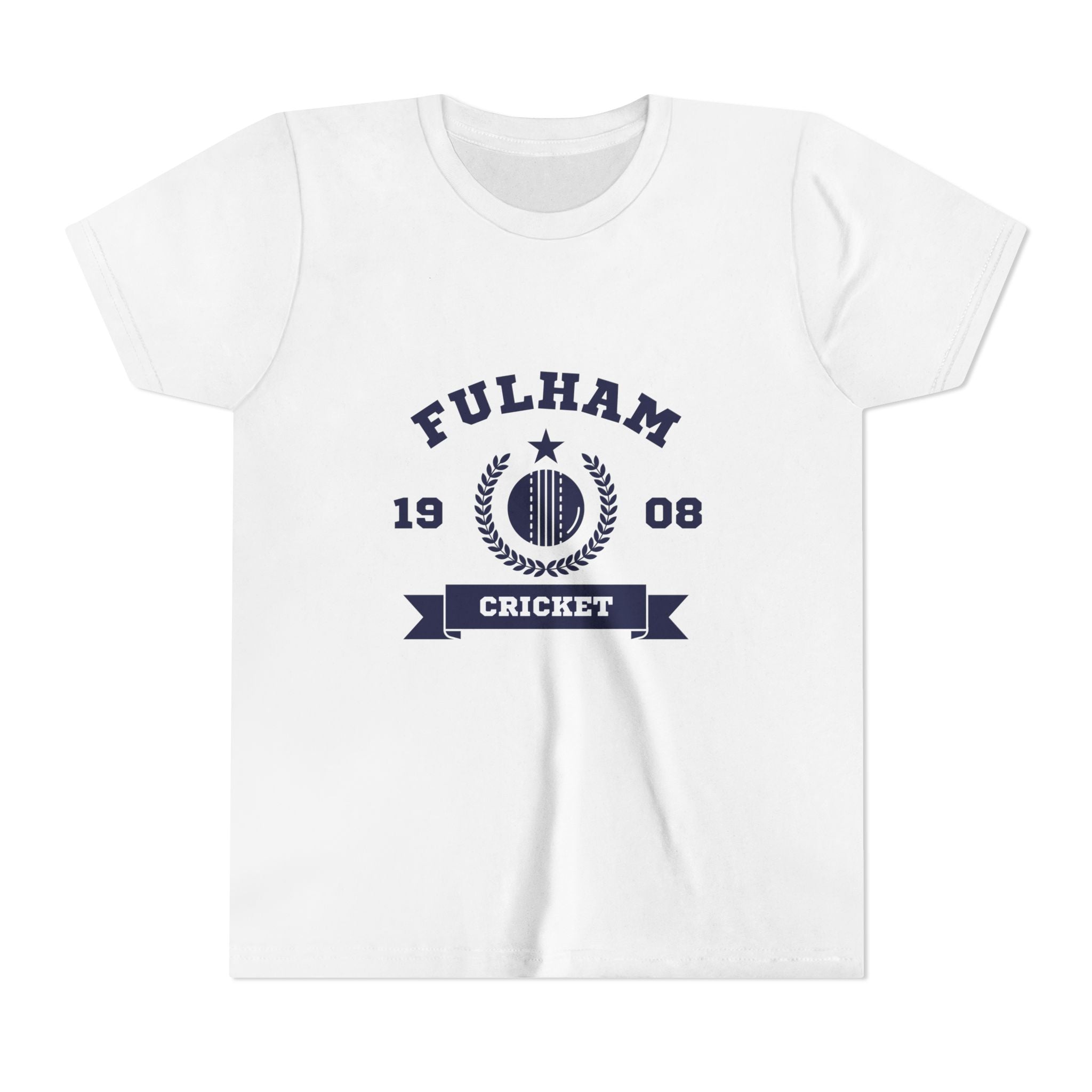 Fulham Cricket Youth Tee — Vintage 1908 Club Logo Kids T-Shirt