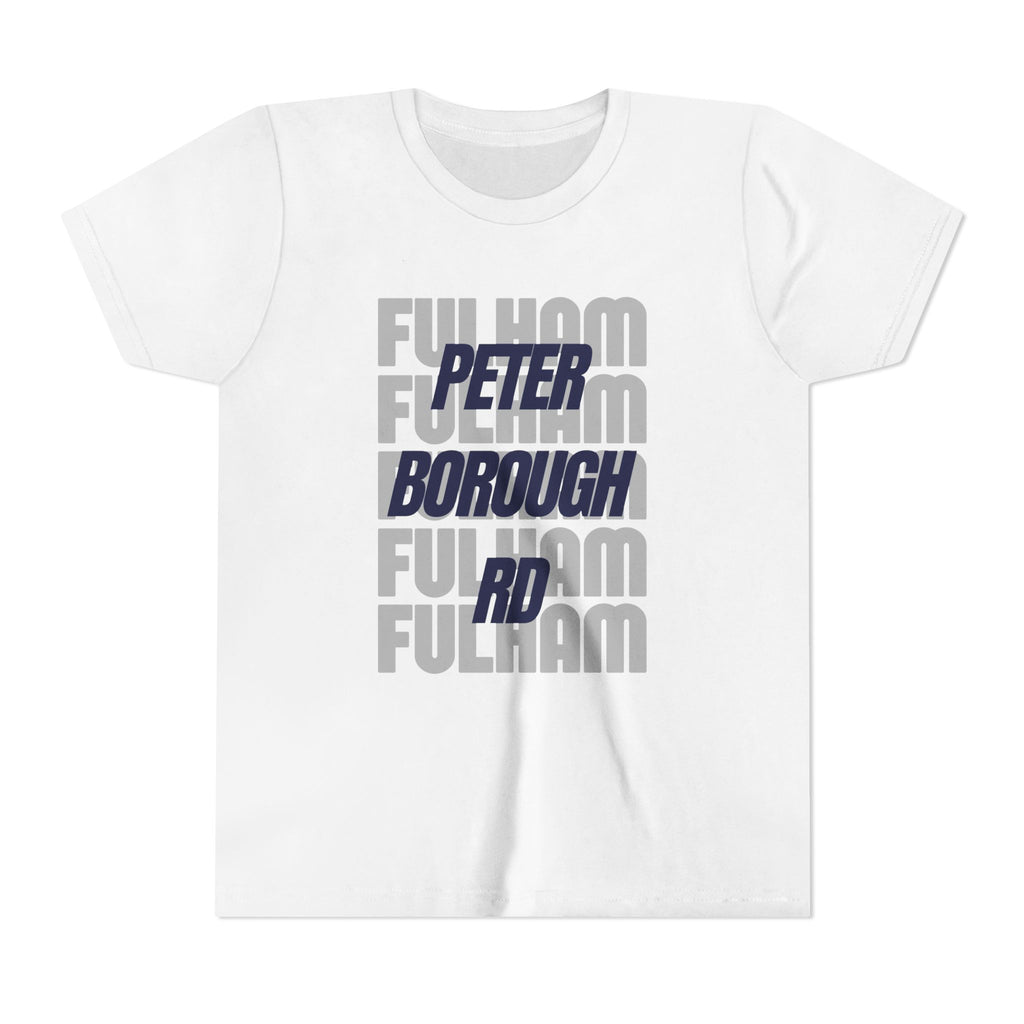 Youth Tee — "Peterborough Rd" Fulham Graphic Cricket Shirt
