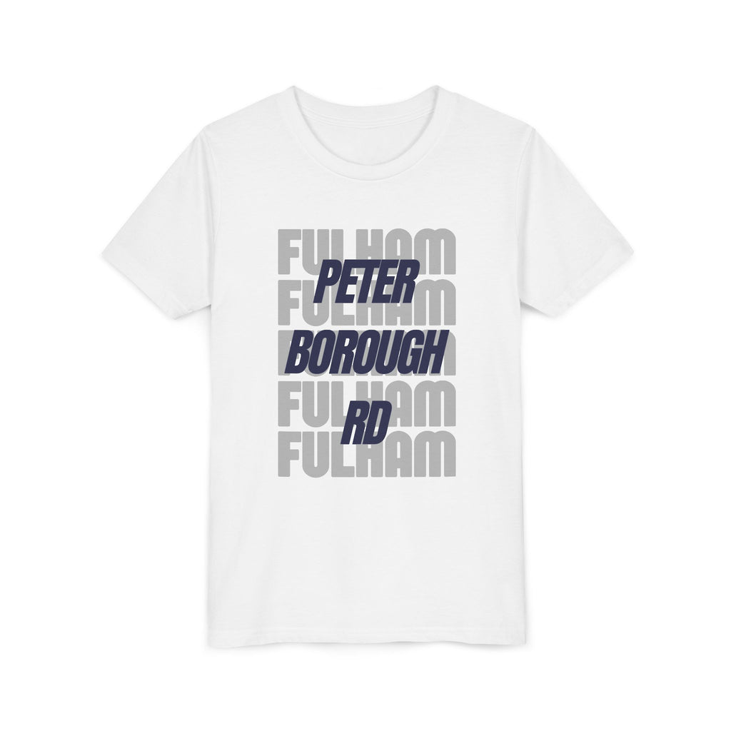 Youth Tee — "Peterborough Rd" Fulham Graphic Cricket Shirt