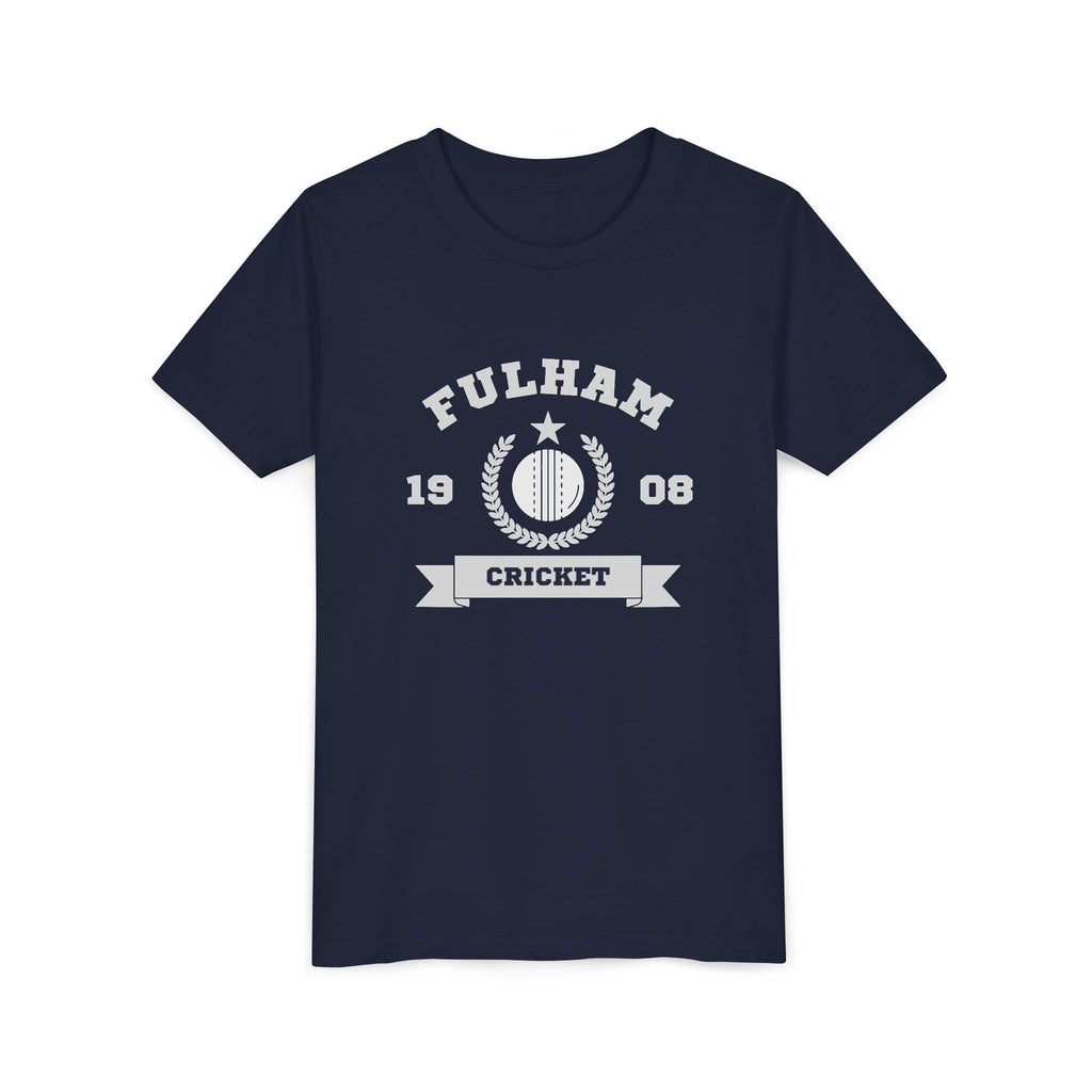 Fulham Cricket Youth Tee — Vintage 1908 Club Logo Kids T-Shirt