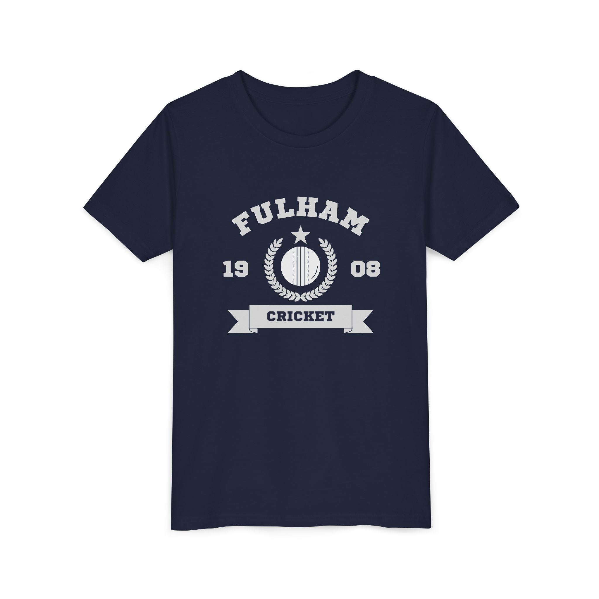 Fulham Cricket Youth Tee — Vintage 1908 Club Logo Kids T-Shirt