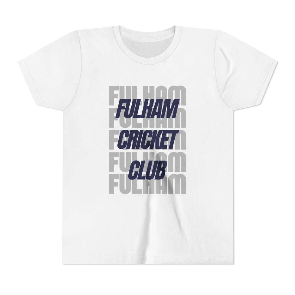 Fulham Cricket Club Youth Tee – Retro Stacked Text Kids Short Sleeve Shirt