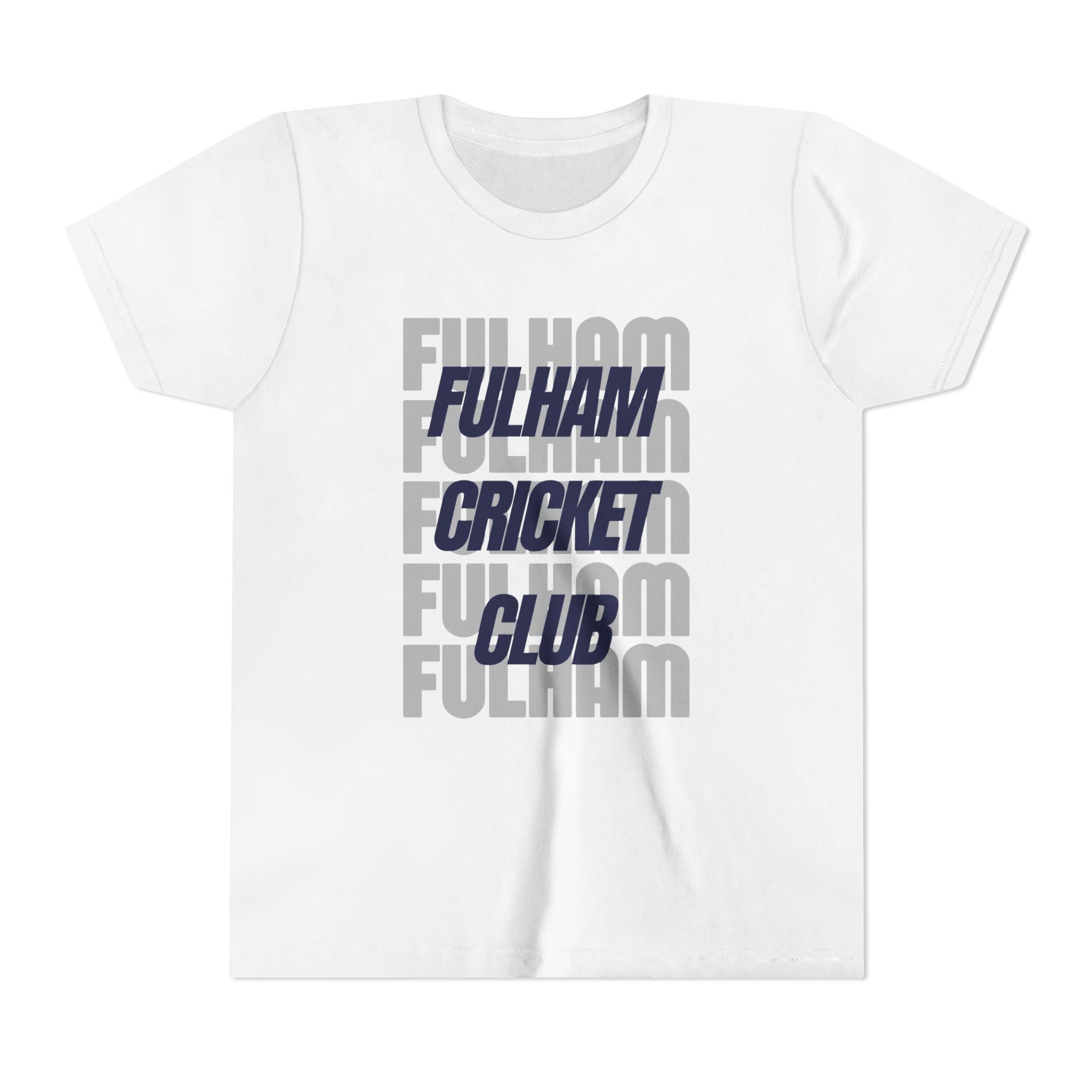 Fulham Cricket Club Youth Tee – Retro Stacked Text Kids Short Sleeve Shirt
