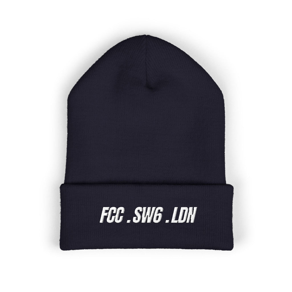 Embroidered FCC.SW6.LDH Cuffed Beanie – Classic Knit Winter Hat