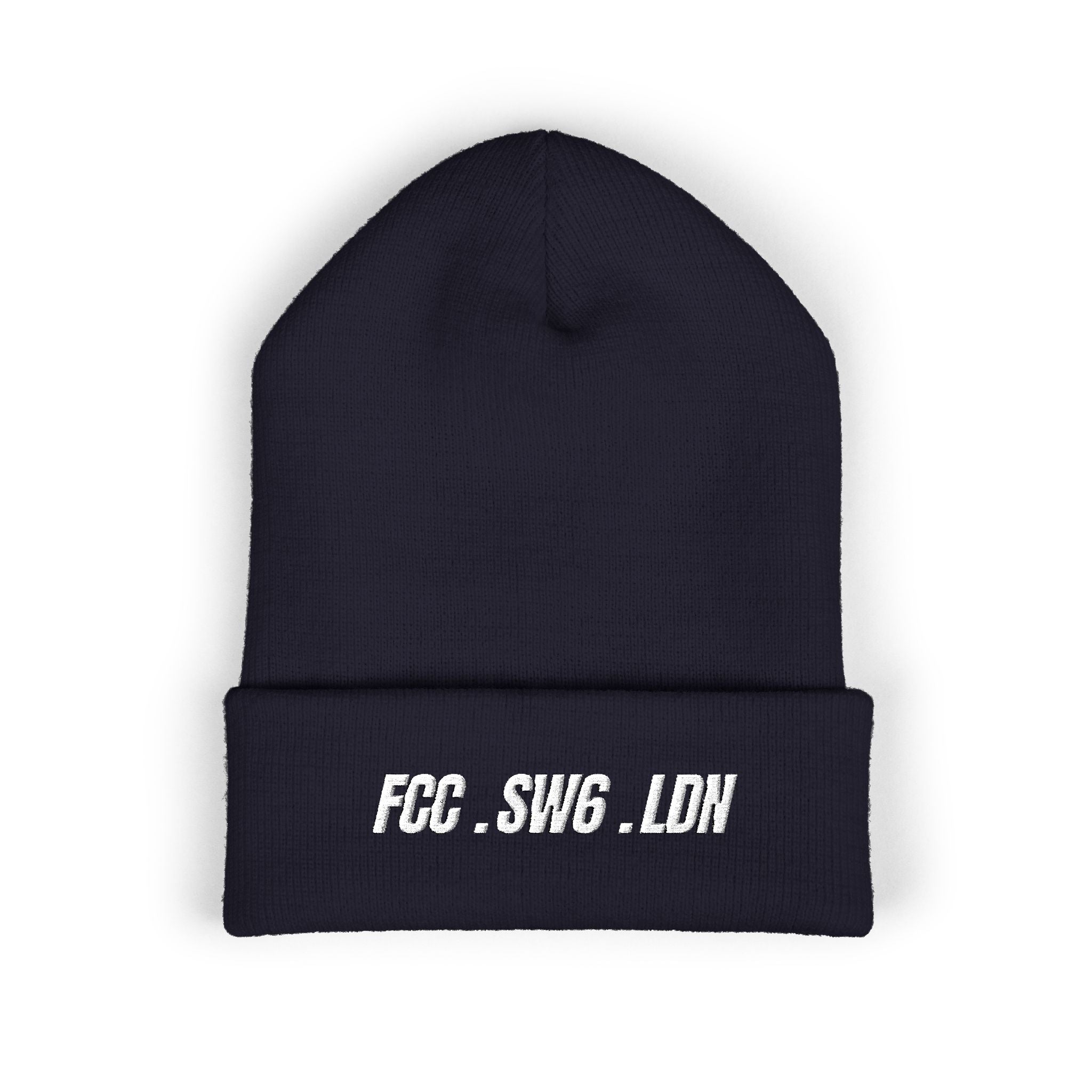 Embroidered FCC.SW6.LDH Cuffed Beanie – Classic Knit Winter Hat