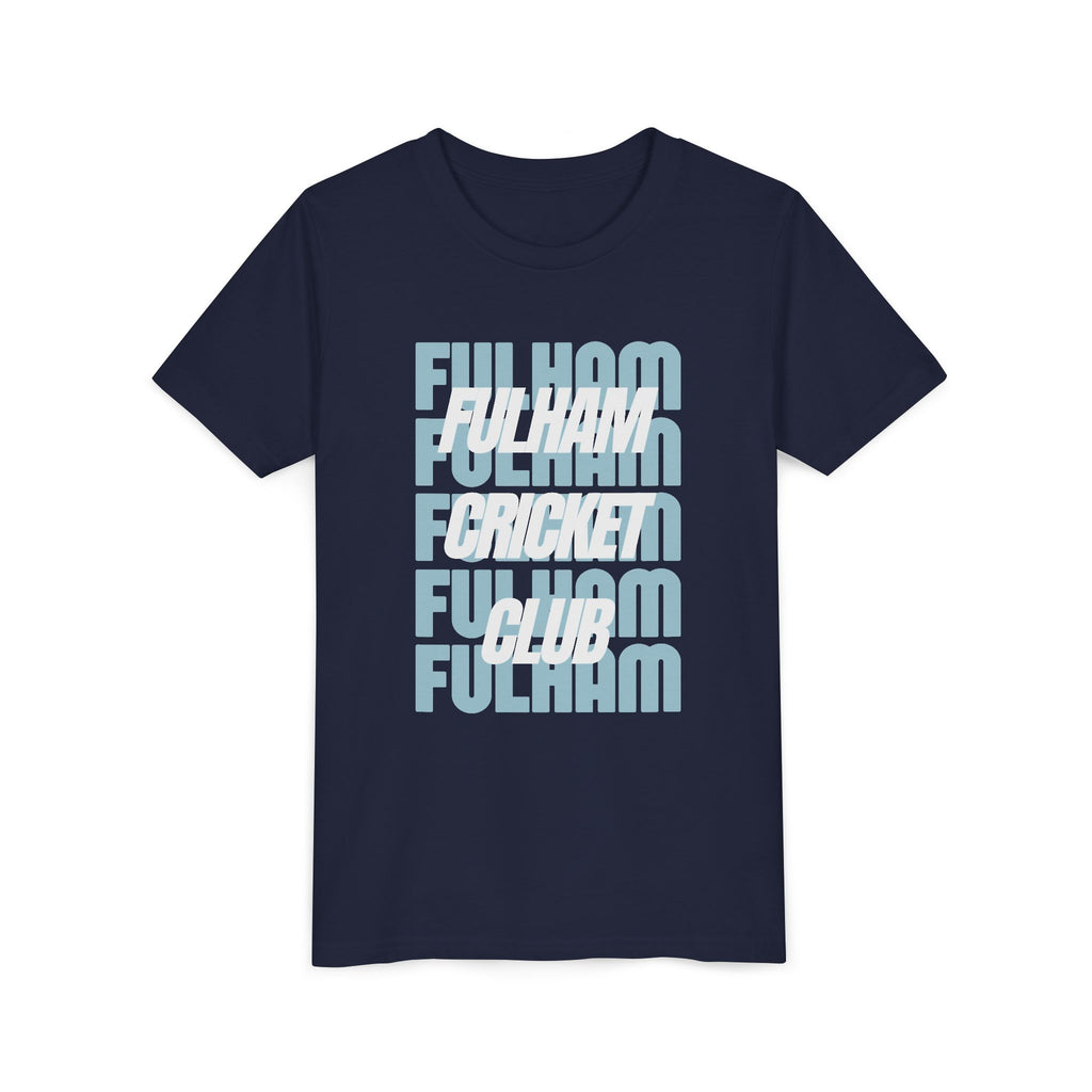 Fulham Cricket Club Youth Tee – Retro Stacked Text Kids Short Sleeve Shirt