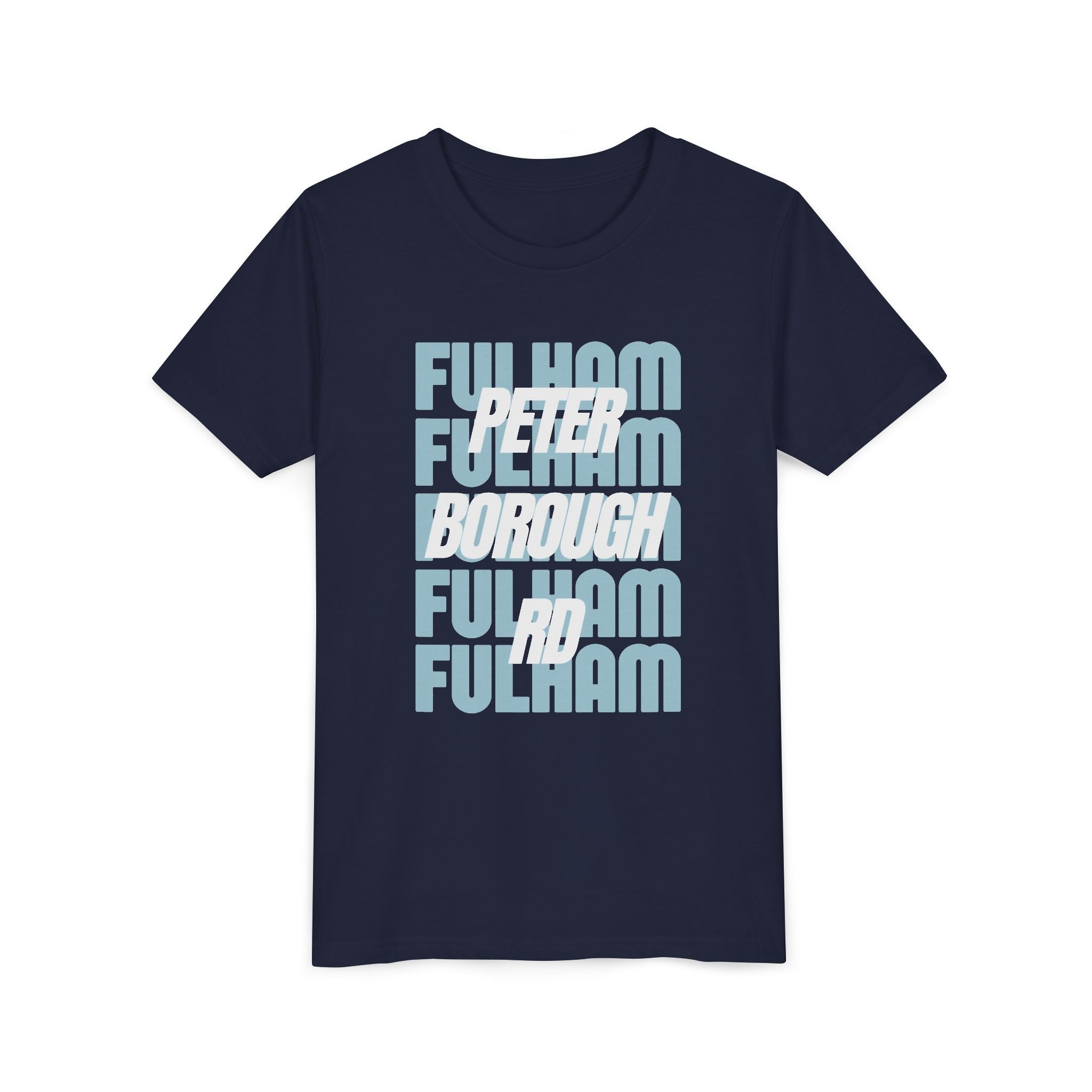 Youth Tee — "Peterborough Rd" Fulham Graphic Cricket Shirt