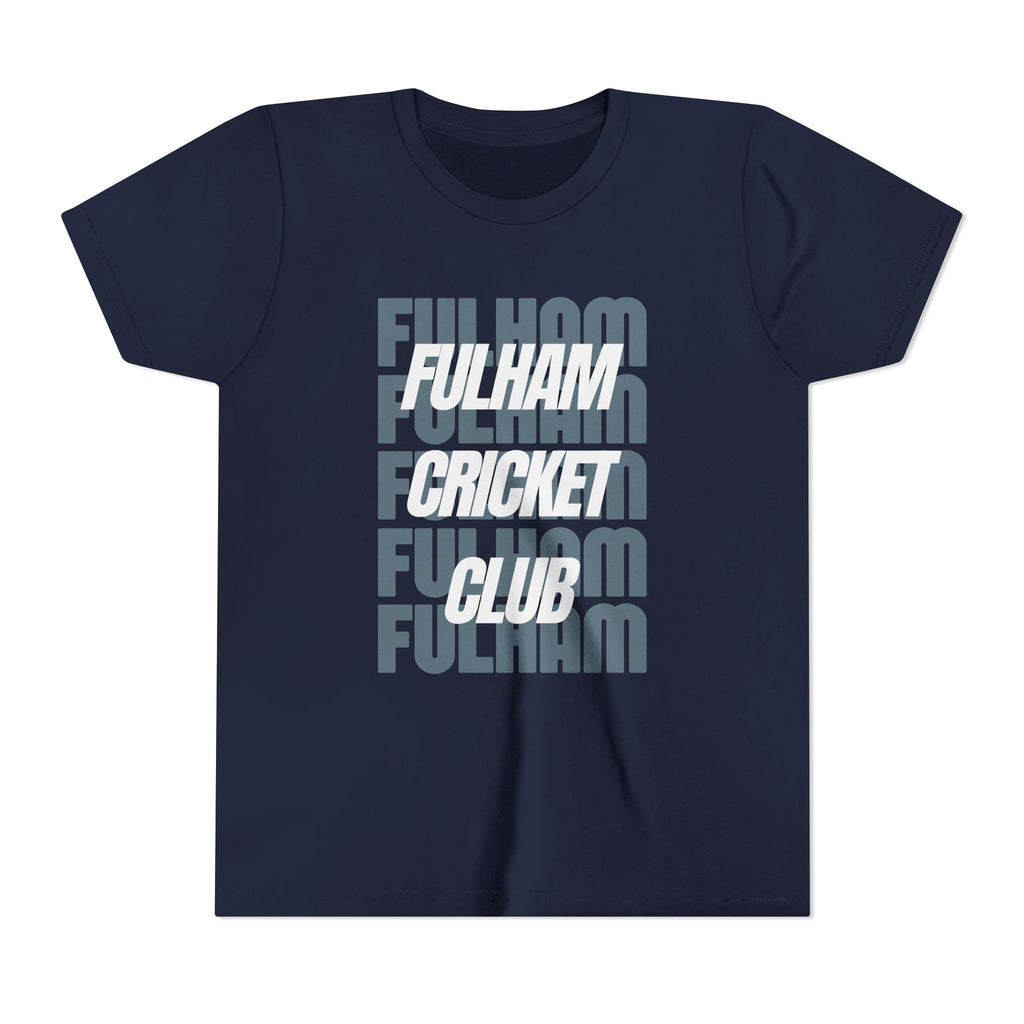 Fulham Cricket Club Youth Tee – Retro Stacked Text Kids Short Sleeve Shirt
