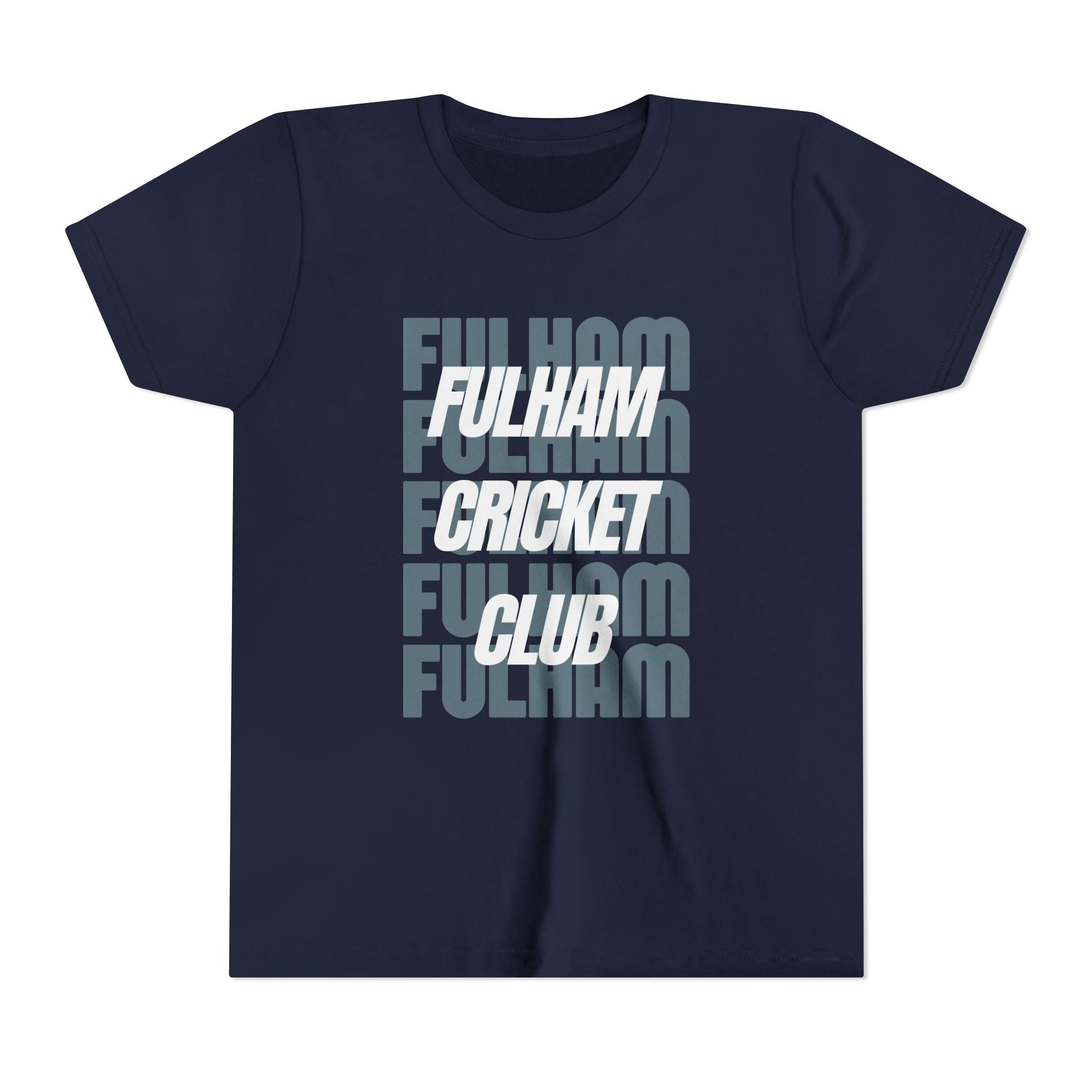 Fulham Cricket Club Youth Tee – Retro Stacked Text Kids Short Sleeve Shirt