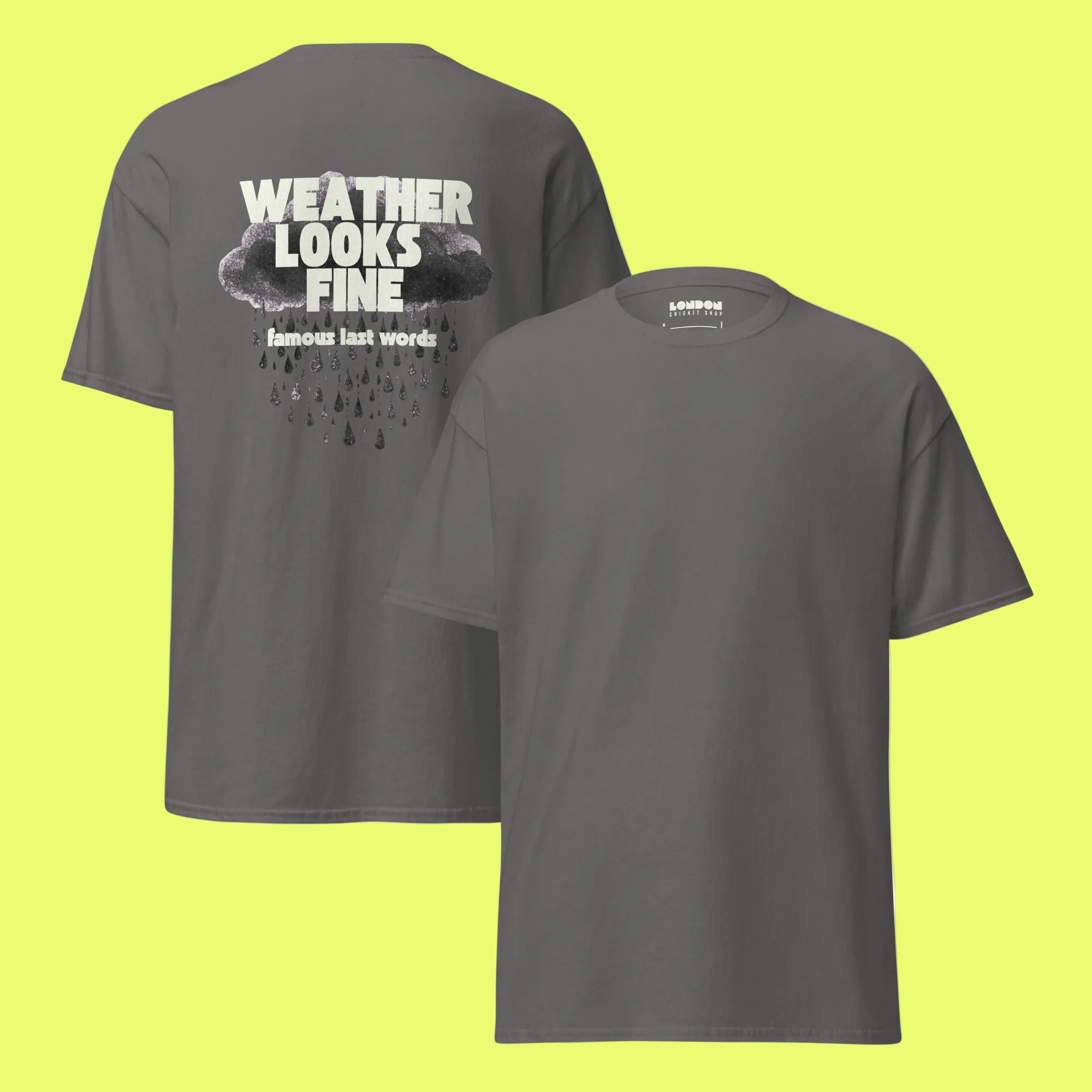 Gray t-shirt with text and graphic on front and back