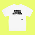 White t-shirt with black text 'BATTING POSITION NEGOTIABLE' on a white background